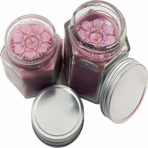 عکس شمع جار شیشه ای درب دار.