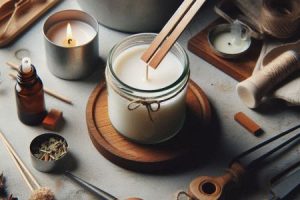 بنر آموزش ساخت شمع با فیتیله چوبی