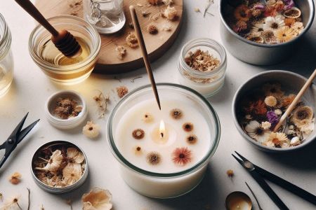 تصویر شاخص آموزش شمع ‌سازی با گل‌ خشک